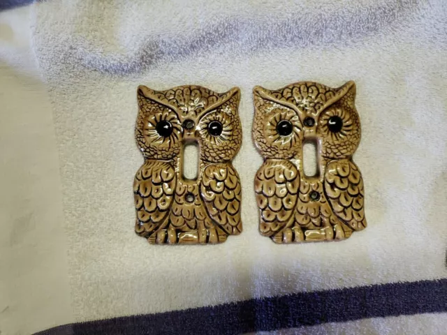 (2) Ceramic Owl  Light Switch Covers