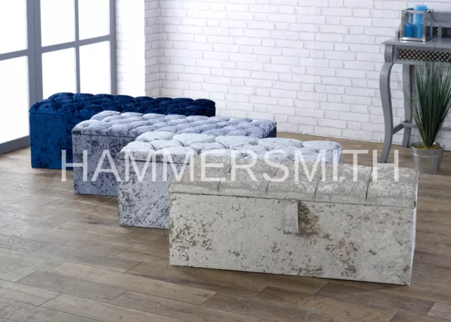 Sale!!!! Large 40" Crushed Velvet Ottoman Blanket Storage Box In Various Colours