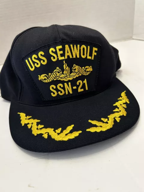 Vintage Trucker Hat USS Seawolf SSN-12 Snap Back Navy USA Made Scrambled Eggs