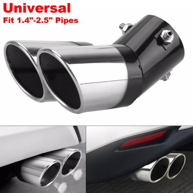 Curved Car Tailpipe Twin Exhaust Tail Tip Trim Muffler Rear Pipe Stainless Steel