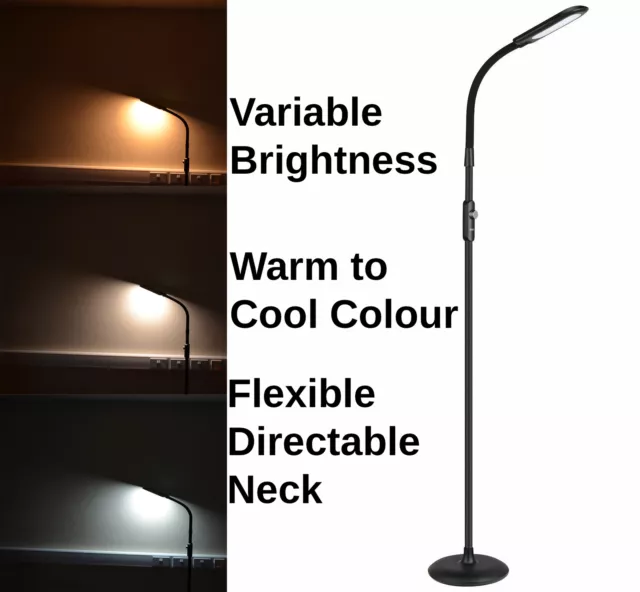 LED Floor Lamp Adjustable 3 Colour Dimmable Super Bright 14 Watt