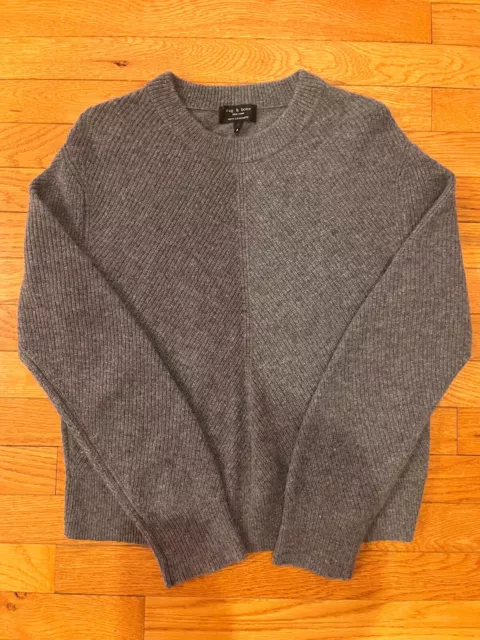 Only Worn Once Rag & Bone Cashmere Ribbed Sweater M Grey Gray