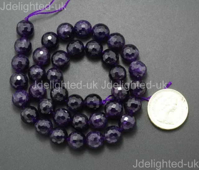 Grade AAA Natural Amethyst Gemstone Faceted Round Beads 2mm 3mm 4mm 6mm 8mm 16"