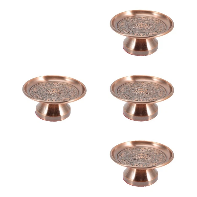 Set of 4 Alloy Lotus Fruit Plate Buddhist Plate Offerings Lotus