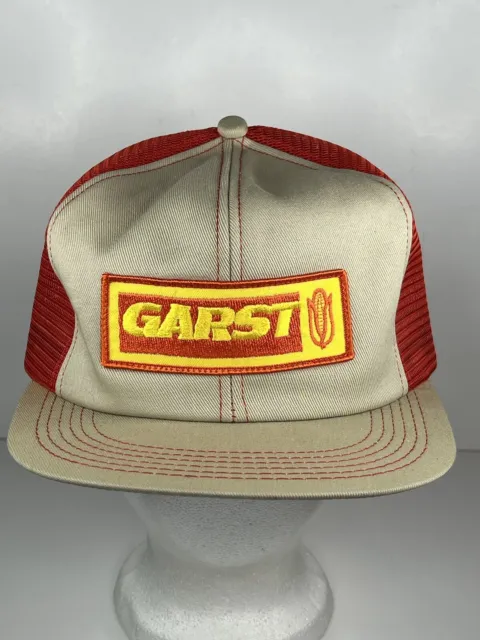 Vintage Garst Seeds Farming Mesh Patch Snapback Cap Hat Trucker K Products USA