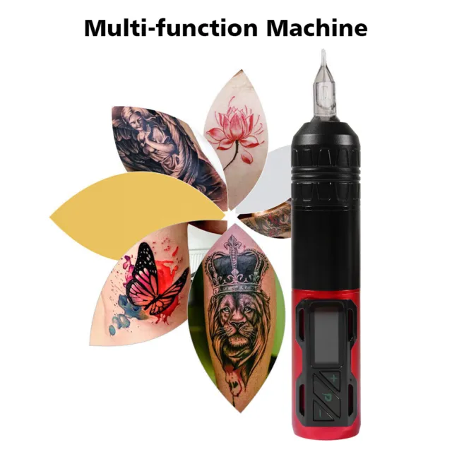 Máquina de lápiz de cartuchos de tatuaje inalámbricos 1800 mAh motor sin núcleo LCD rojo eléctrico
