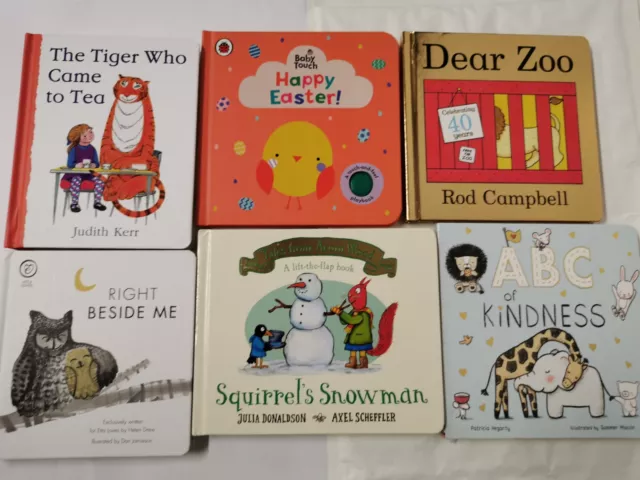 6 Board Books For Babies - Baby Touch Happy Easter, Squirells Snowman & Dear Zoo