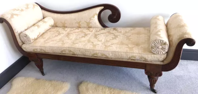 c.1825 Chaise Longue Daybed SOFA settee antique 19th C Gold cream Gillows 78"