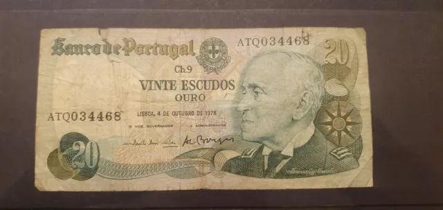 2x   Banknote, Portugal, 20 Escudos.