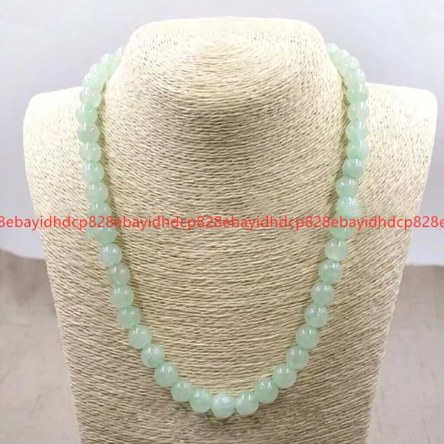 Fine Natural 6/8/10/12mm Light Green Jade Round Gems Beads Necklace 18-36''