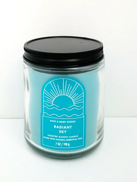Bath & Body Works Radiant Sky Single Wick Mason Candle With Essential Oils 7 oz