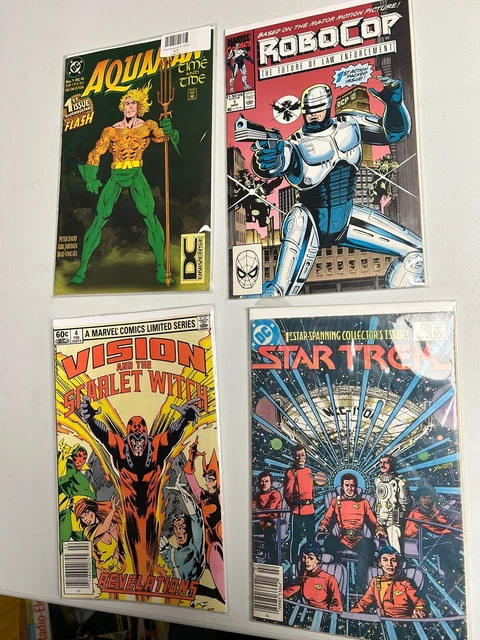 comic book  lot: Aquaman 1, Robocop 1, Vision Of Scarlet Witch, Star Trek 1
