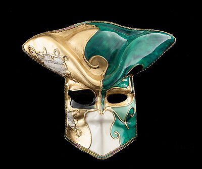 Mask Casanova from Venice Bauta Green Carnival Prom Venetian VG14 1475