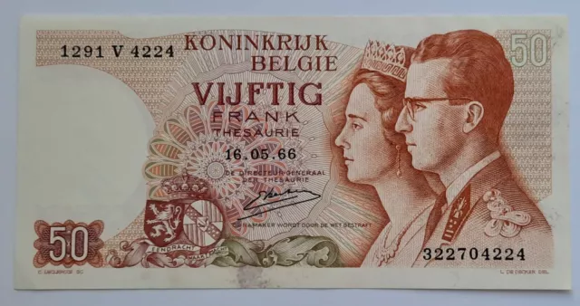 Billet Brief 50 vijftig francs frank België Belgique Belgium 16.05.1966 P#139.3