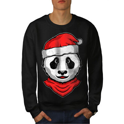 Wellcoda Christmas Panda Mens Sweatshirt, Animal Casual Pullover Jumper