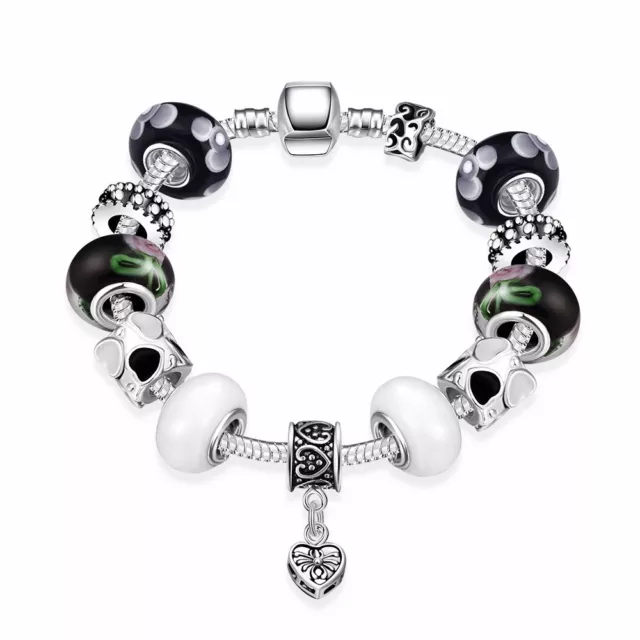 New Women 925 Silver Filled European Charms Bracelet Chain Beads Fashion Gift