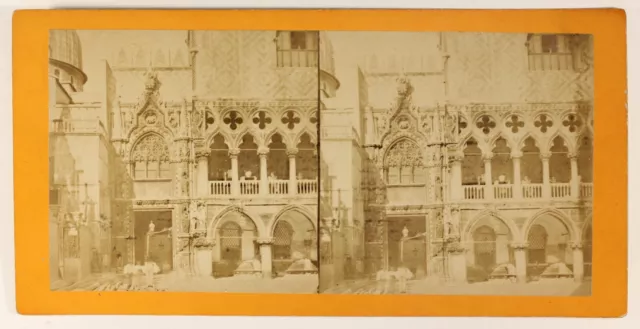 Italien Venedig Palast Ducal Foto Stereo PL55L4n Vintage Albumin c1880