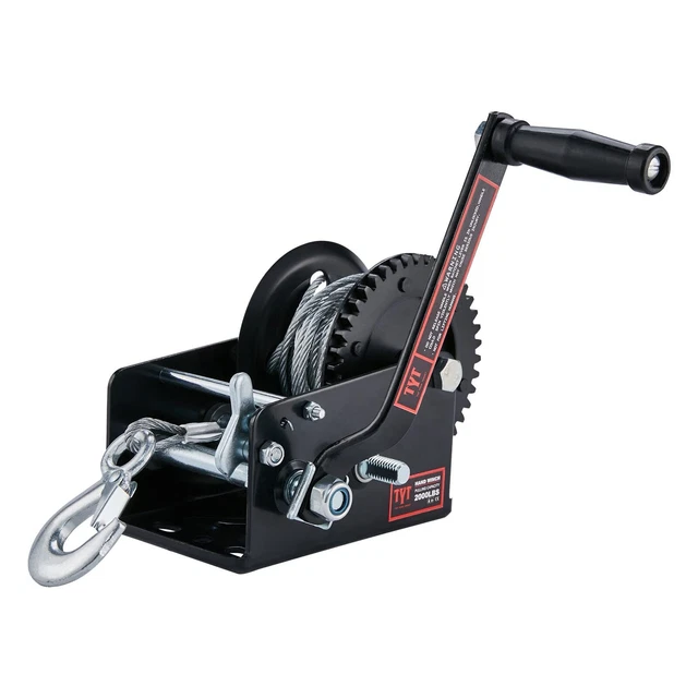 2000lbs 26ft Cable Dual Gear Hand Winch Hand Crank Manual Boat ATV/RV Trailer