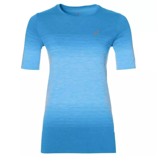 Asics Womens FUZEX Seamless Short Sleeve Tee T Shirt - Blue RRP £39.99