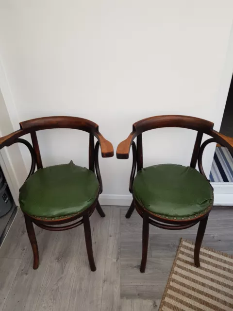 Pair bentwood Thonet style vintage  chairs