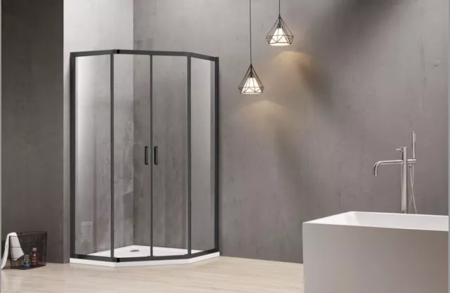 CVP-026 Semi-Frame Diamond Shower Screen-Black Sliding door