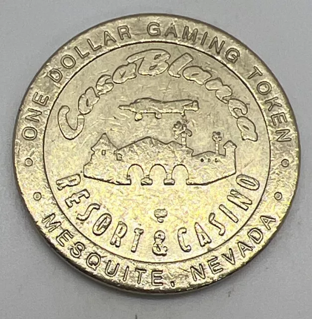 CasaBlanca Casino Mesquite NevadaNV $1 Slot Gaming Token Brass GDC 1997