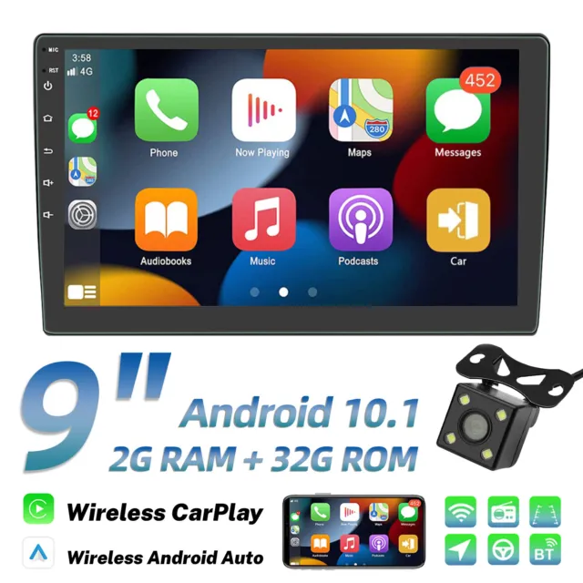 Android 10 2-Din 9" Car Stereo Apple CarPlay Radio GPS Navi WiFi FM+CAM USA