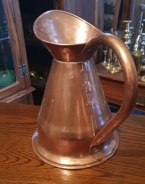 Large Antique Copper Jug 11 1/2  Inches Tall