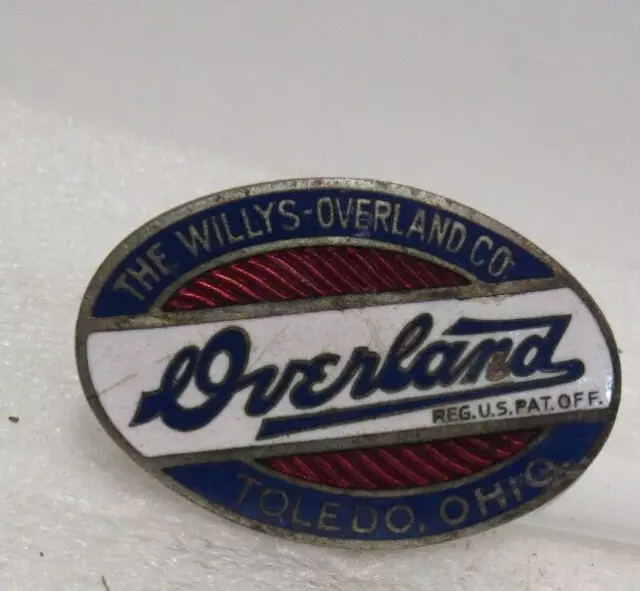 Vintage Willys Overland and Co Toledo OH Front Grille  Radiator Emblem Enamled