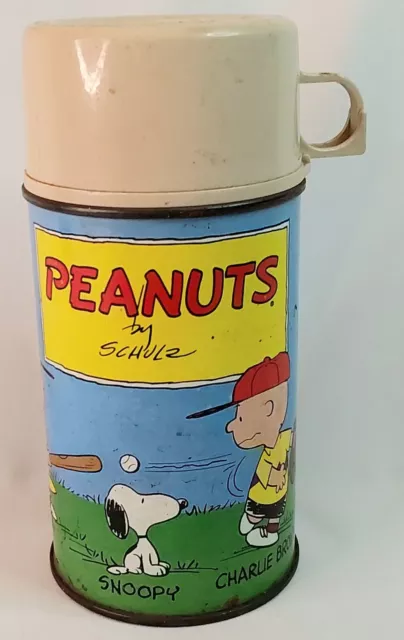 Vintage 1959 Metal Peanuts Thermos Charlie Brown Snoopy Lucy Linus Schroeder