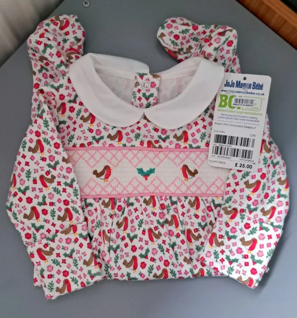 Baby Girl 0-3 Months BNWT Jojo Maman Bebe Supersoft Sleepsuit