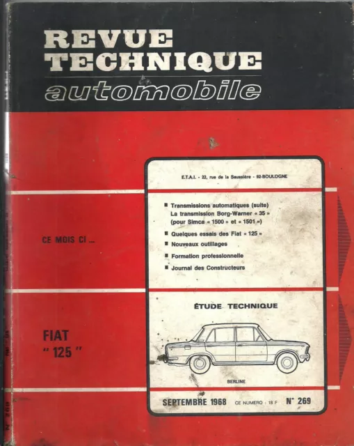 Revue Technique Automobile Rta Fiat  125  1968