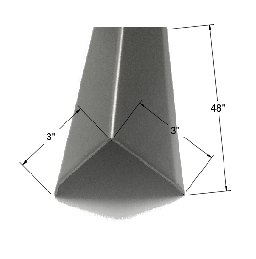 3x3x48 Stainless Steel Outside Corner Guard, 16ga, with Breaks