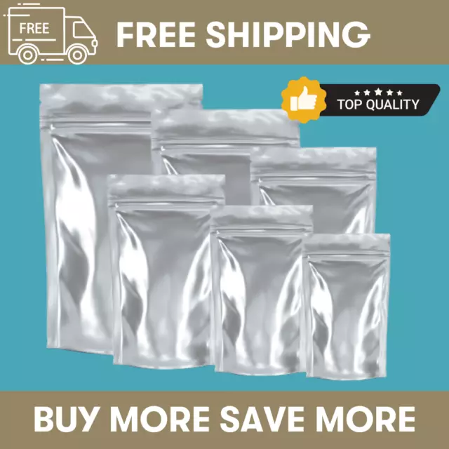 New Standup Mylar Aluminium Zip Grip Foil Bags Sachets Heat Seal Food Grade