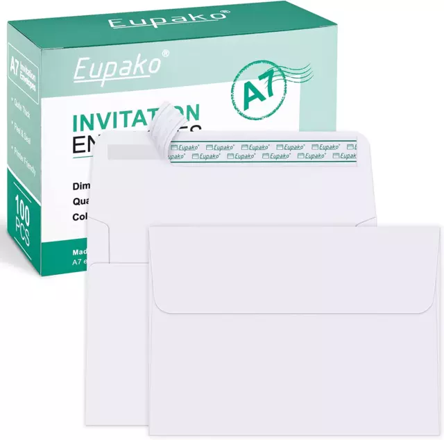 5X7 Envelopes Self Seal 100 Pack, White A7 Envelopes, Kraft Paper Envelopes for