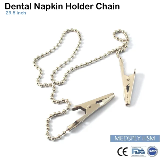 Orthodontic Bib Clip Napkin Holder Dental Tool Adjustable Lock Metal Ball Chain
