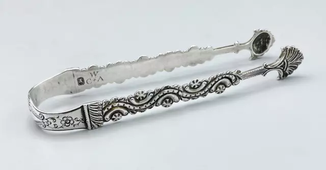 JOHN FAUX SILVER SUGAR TONGS c1775 KING GEORGE III PERIOD