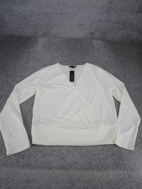 Banana Republic Shirt Womens Xl White Crepe Wrap Waist Long Sleeve NEW