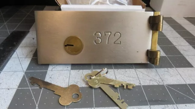 Antique L.L. Bates 1886 Safety Deposit Box Door, Hinges, 2 Op & 1 Guard Key #372