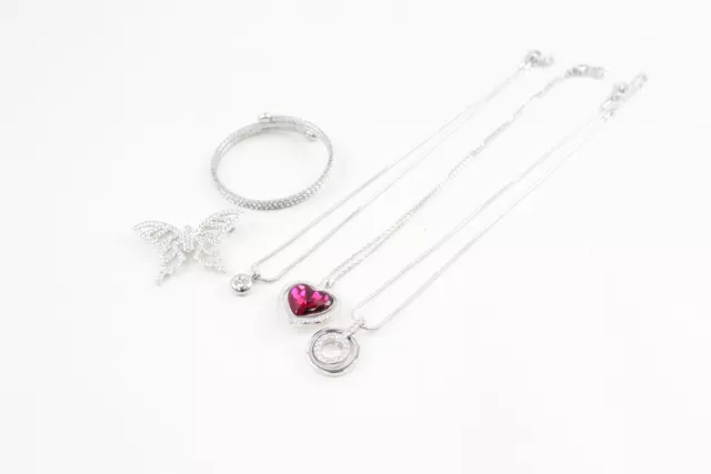 Swarovski Crystal Jewellery Silver Tone Butterfly Heart Signed Branded x 5