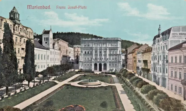 MARIENBAD-Mariánské Lázně. Franz Josef-Platz, versandt nach Wladiwostok!!! 1912