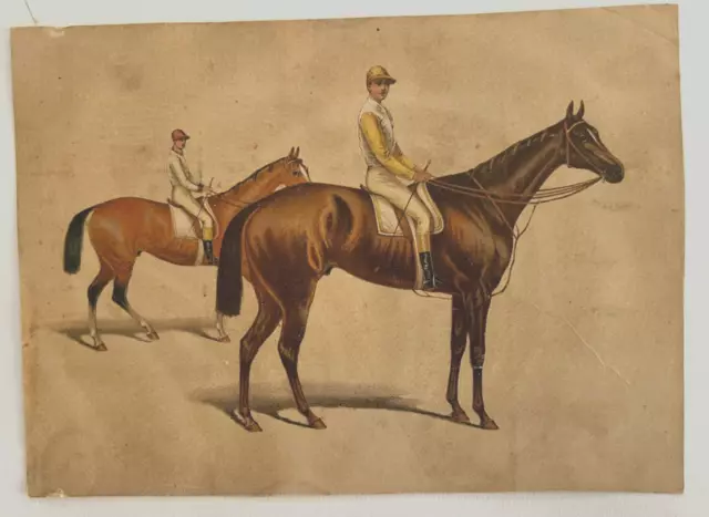 Antique 1890's Equisterian Horse Racing Jockey Horses  Art Print