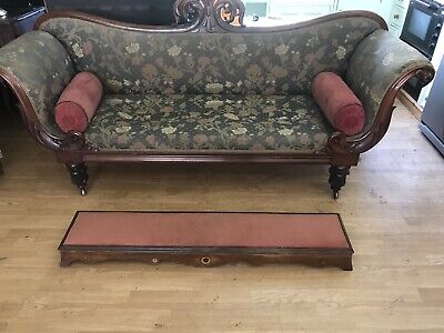 A Victorian Walnut And  Inlaid Shaped Long Footstool 2