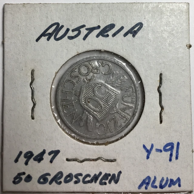 1947 Austria 50 Groschen - (F/VF) KM#2870 - Aluminum Coin - Eagle - AT50G47 3