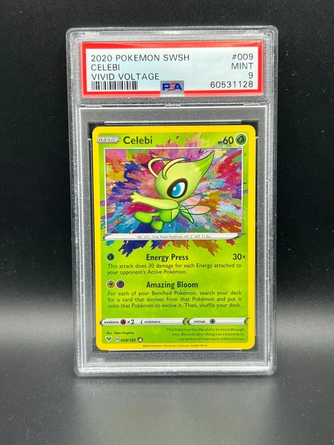 Pokemon PSA 9 MINT Celebi 009/185 Vivid Voltage Amazing Rare Holo 2020 S#1128