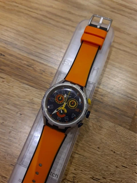 MEN S SWATCH WATCH Irony Xlite Darkony YYS4006AG Chronograph