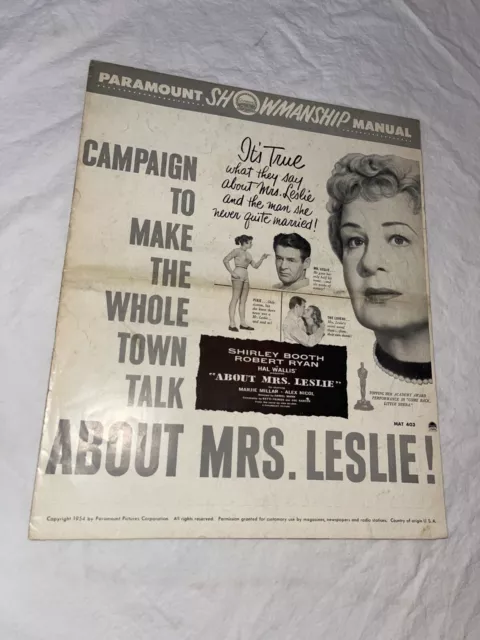 "ABOUT MRS. LESLIE!," Vintage Original Pressbook (1954)