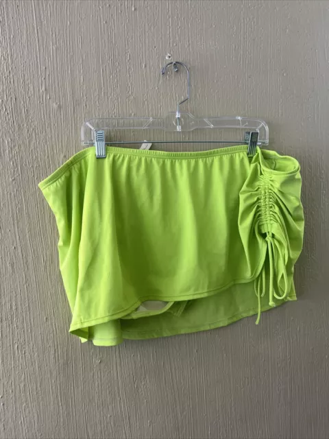 Lane Bryant Cacique Swimsuit Skirt Womens Sz 24 Neon Green Bikini Bottom Coverup