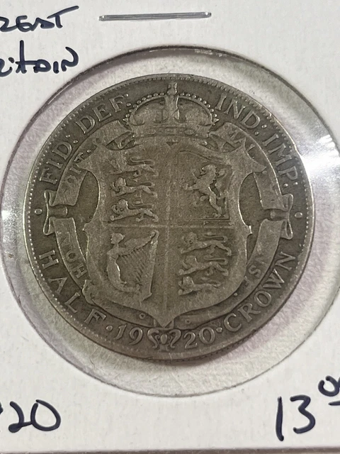 1920 Great Britain 1/2 Crown Silver Coin