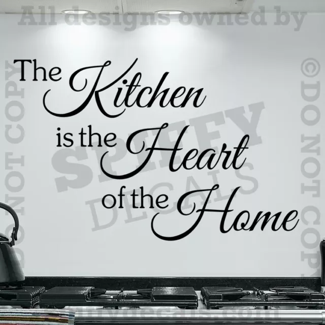 THE KITCHEN IS THE HEART OF THE HOME Quote Words Vinyl Wall Decal Decor Sticker